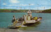 This is a colour photo of the Cleddau King. Although you would imagine that this colour photo would not be as old as the previous black and white one it is not the case. The dead giveaway is the lack of the completed Cleddau Bridge in this picture. It can clearly be seen in the black and white image. The ferry continued to operate for a short time after the opening of the bridge before sailing into permanent retirement.